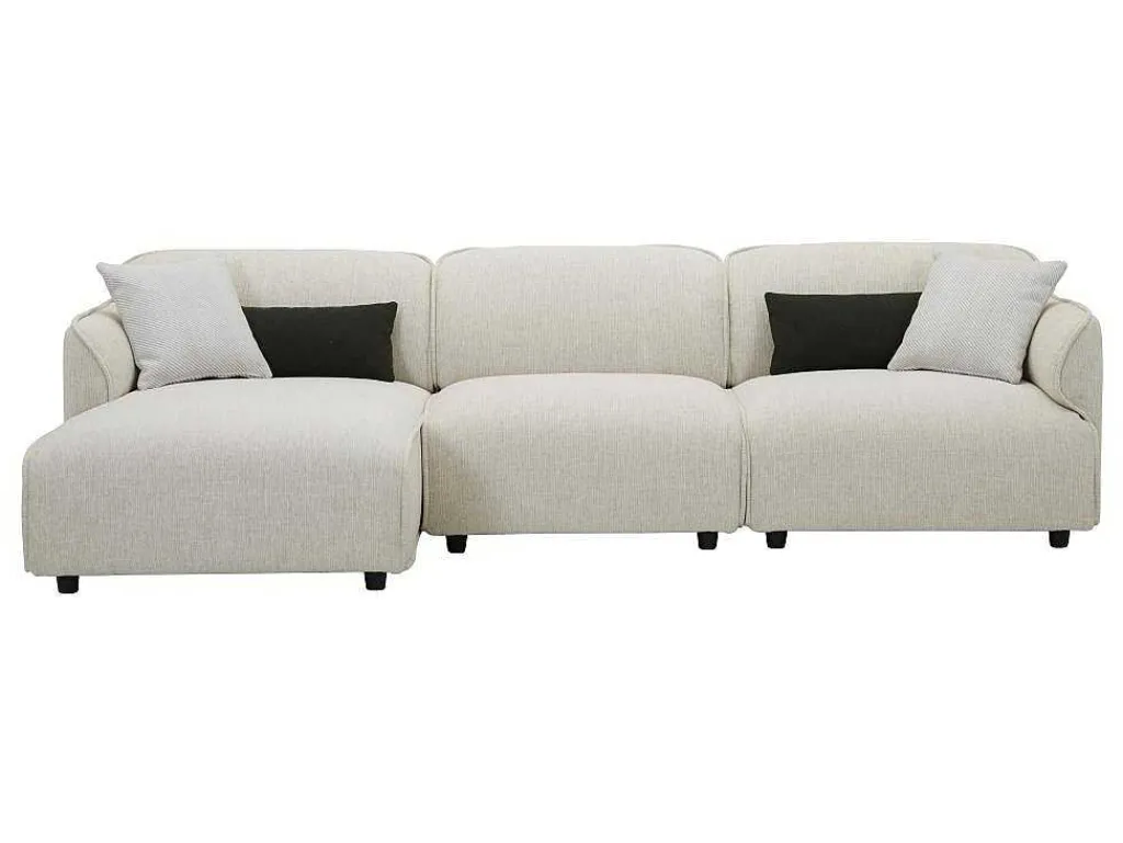 Hoekbank Met Hoek Links Van Beige Stof Damaca-Vente-unique Discount