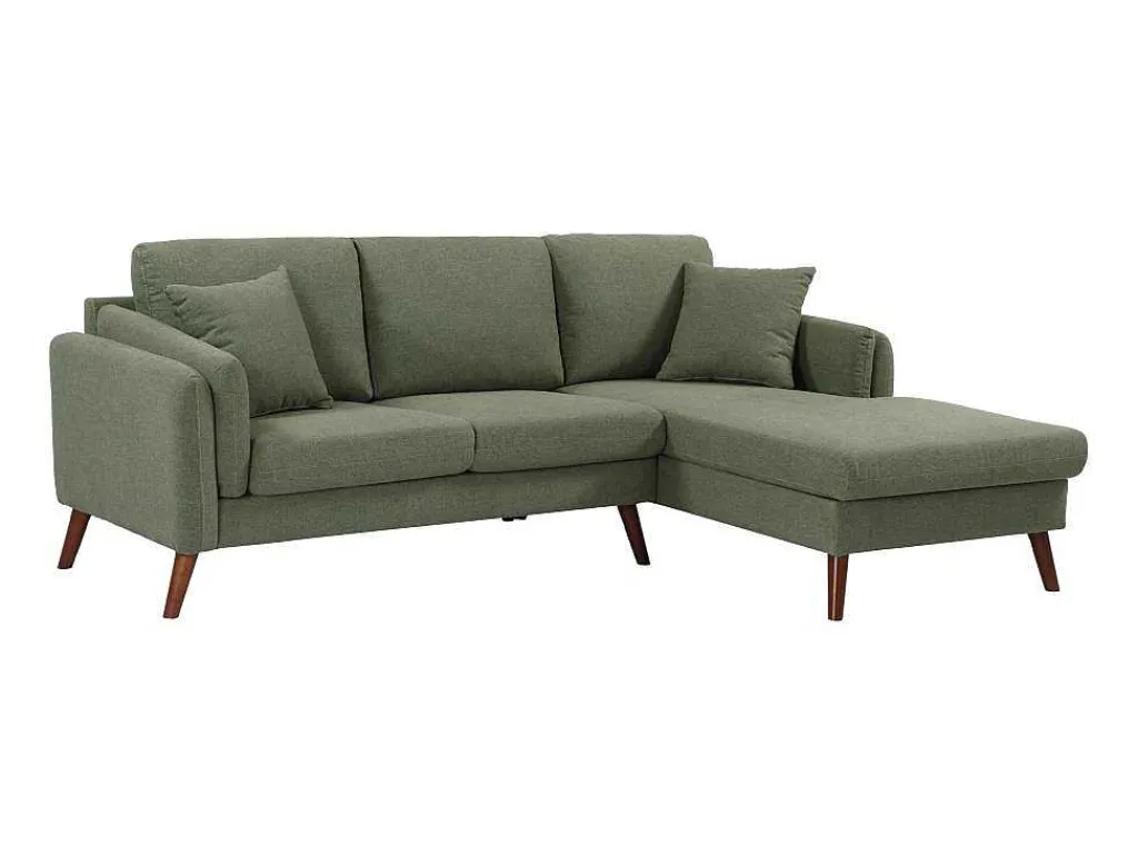 Hoekbank Met Hoek Rechts Van Groene Stof Totora-Vente-unique Discount