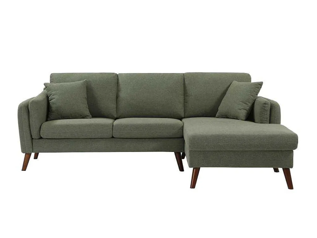 Hoekbank Met Hoek Rechts Van Groene Stof Totora-Vente-unique Discount