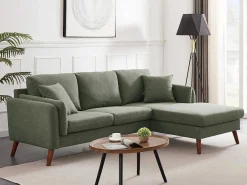 Hoekbank Met Hoek Rechts Van Groene Stof Totora-Vente-unique Discount