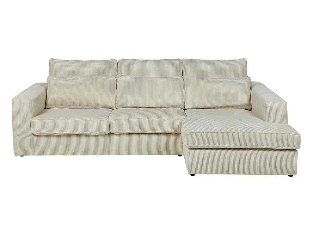 Hoekbank Mondovi Van Ribfluweel - Beige - Hoek Rechts-Vente-unique Best