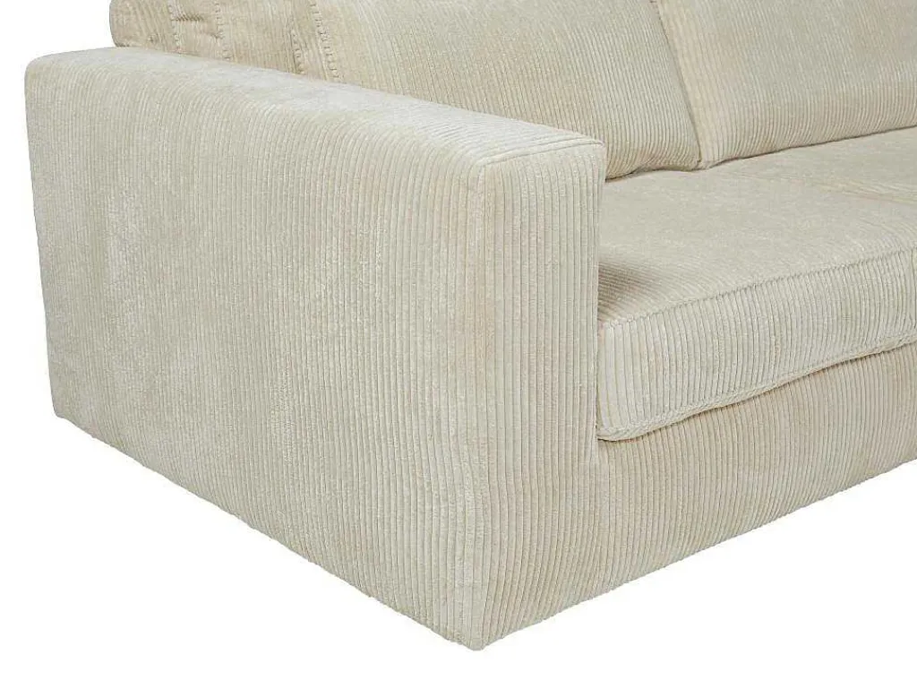 Hoekbank Mondovi Van Ribfluweel - Beige - Hoek Rechts-Vente-unique Best