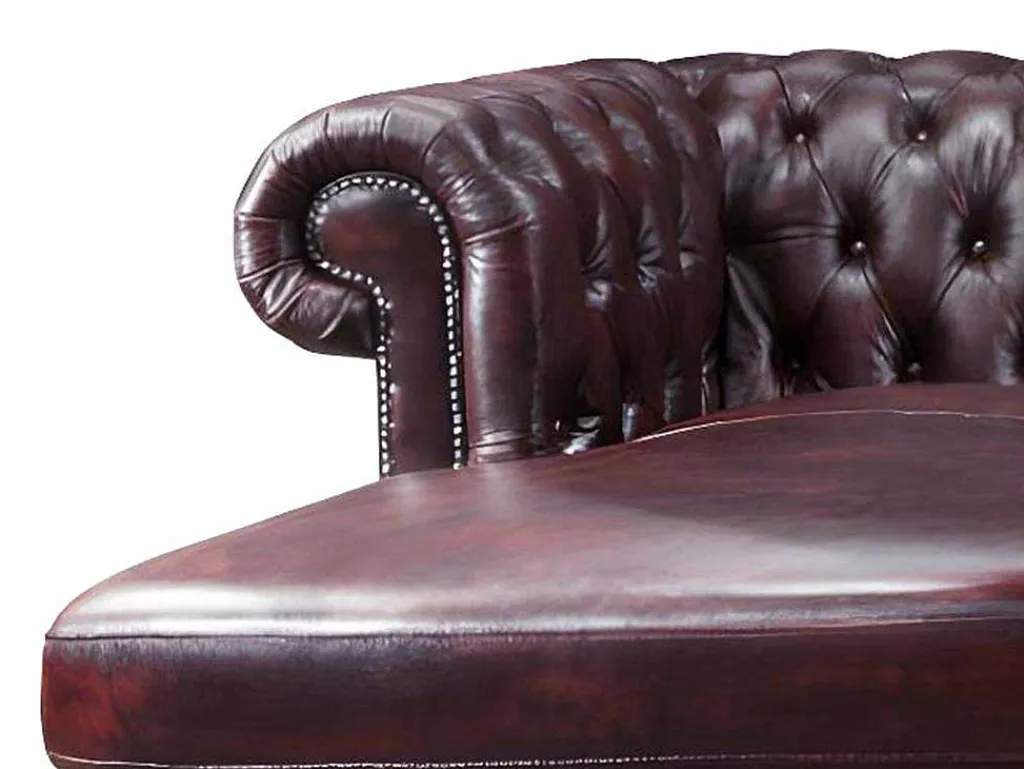 Hoekbank Van 100% Buffelleer Chesterfield Brenton - Kersenrood - Hoek Rechts-LINEA SOFA Sale