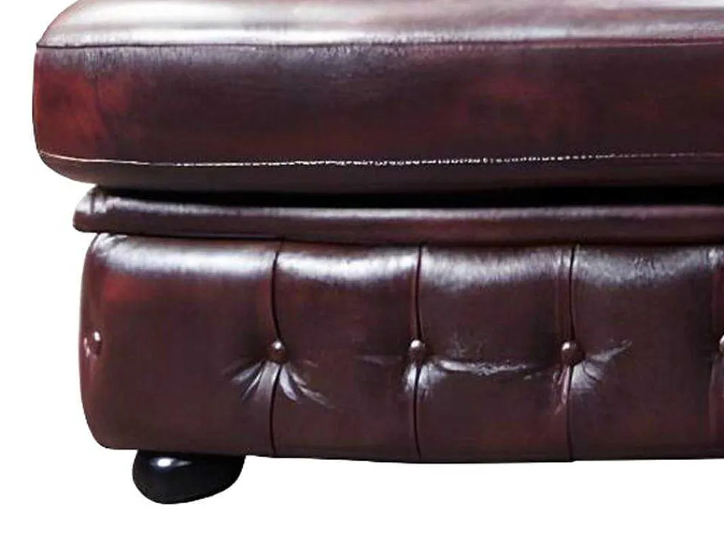 Hoekbank Van 100% Buffelleer Chesterfield Brenton - Kersenrood - Hoek Rechts-LINEA SOFA Sale