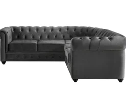 Hoekbank Van Fluweel Chesterfield - Antraciet-Vente-unique Best