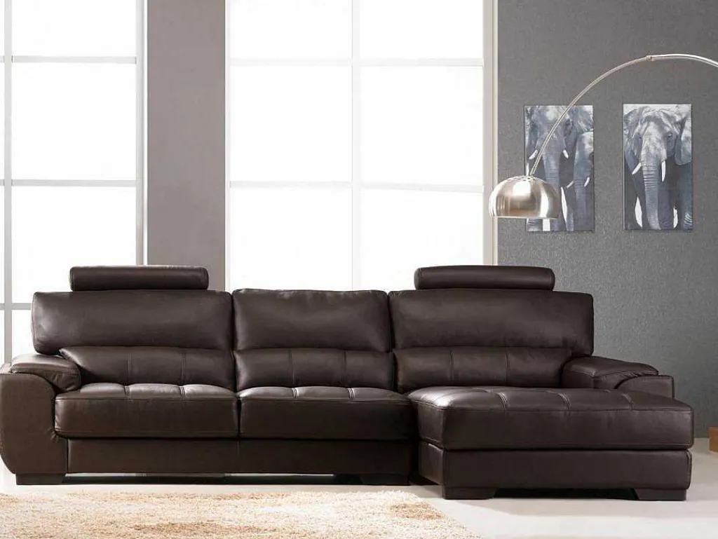Hoekbank Van Leer Metropolitan Ii - Bruin - Hoek Rechts-LINEA SOFA Hot