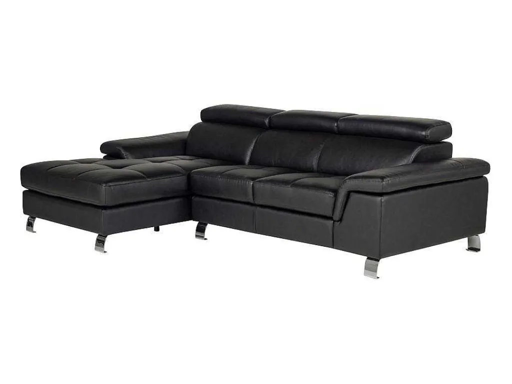 Hoekbank Van Leer Mishima - Zwart - Hoek Links-Vente-unique Clearance