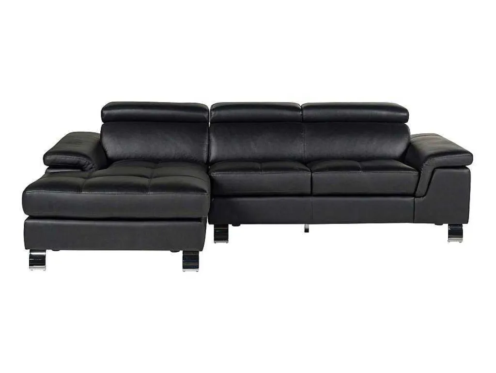 Hoekbank Van Leer Mishima - Zwart - Hoek Links-Vente-unique Clearance