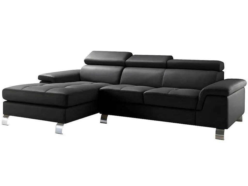 Hoekbank Van Leer Mishima - Zwart - Hoek Links-Vente-unique Clearance