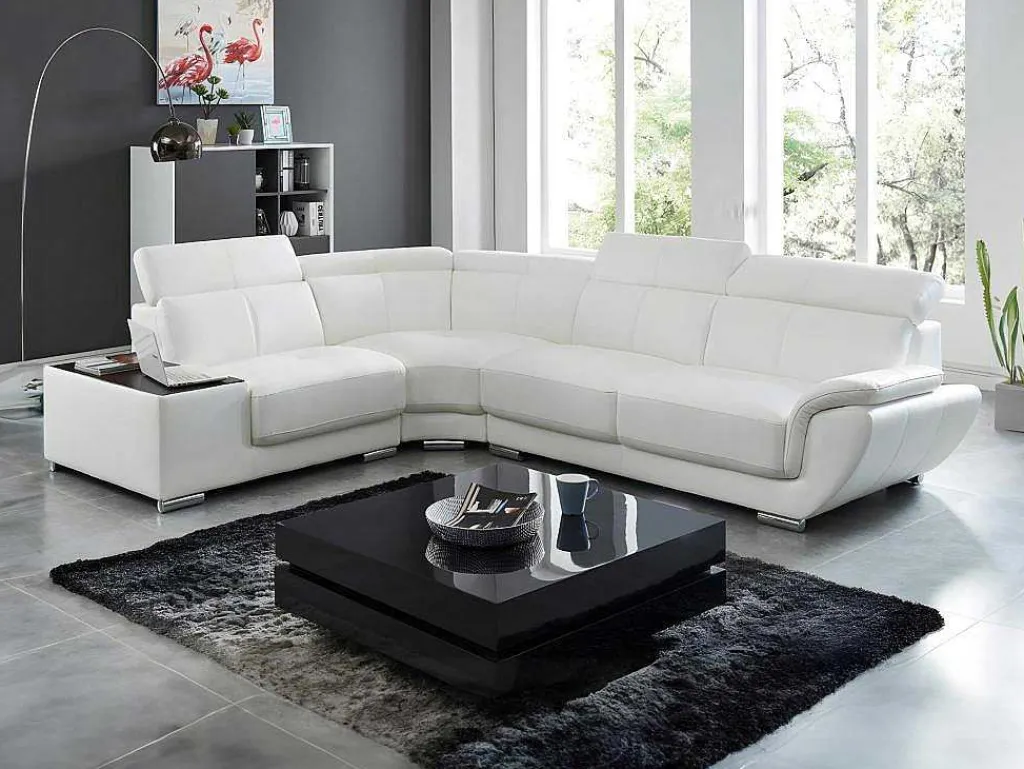 Hoekbank Van Leer Nahia - Wit - Hoek Links-LINEA SOFA