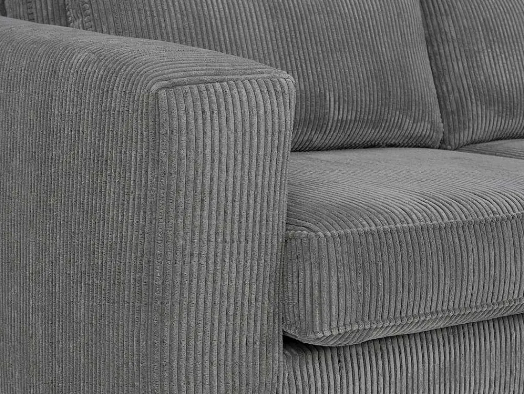 Hoekbank Van Ribfluweel Mondovi - Grijs - Hoek Rechts-Vente-unique Sale