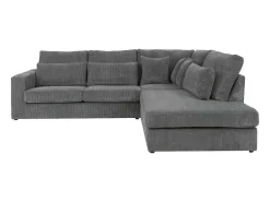 Hoekbank Van Ribfluweel Mondovi - Grijs - Hoek Rechts-Vente-unique Sale