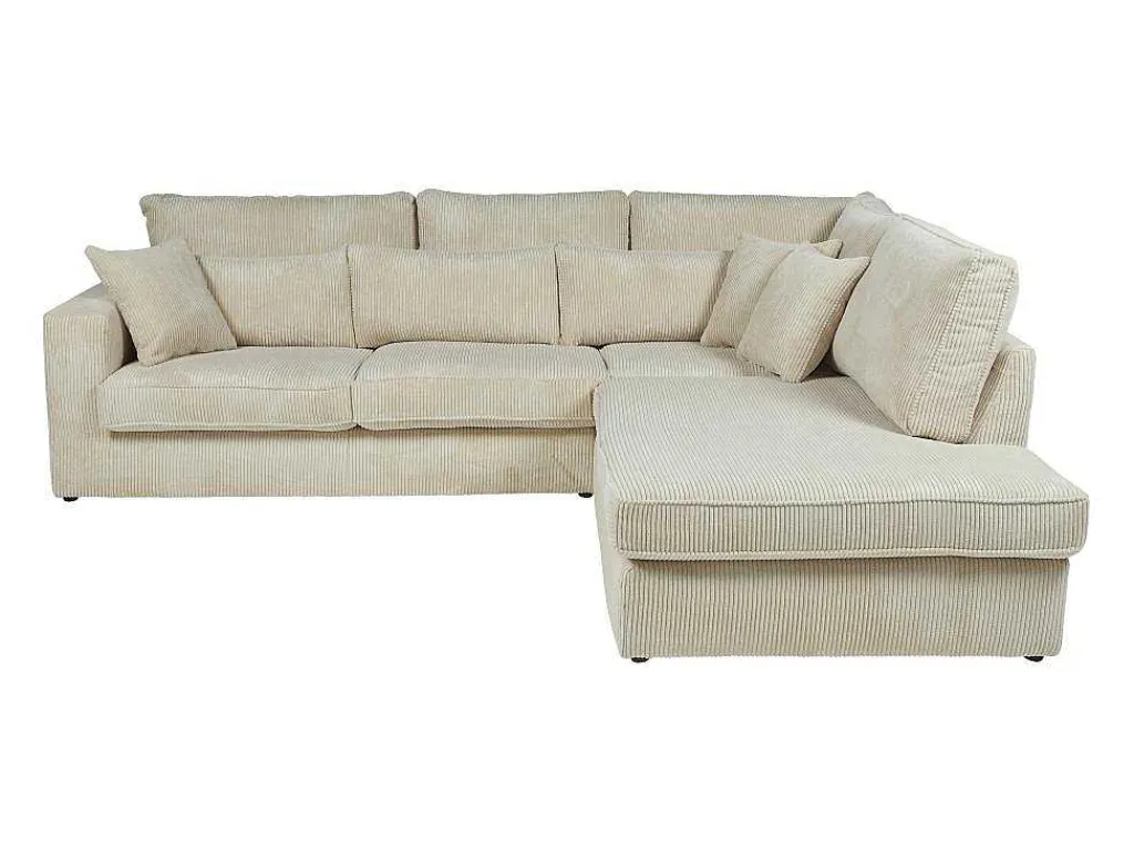 Hoekbank Van Ribfluweel Mondovi - Beige - Hoek Rechts-Vente-unique Clearance