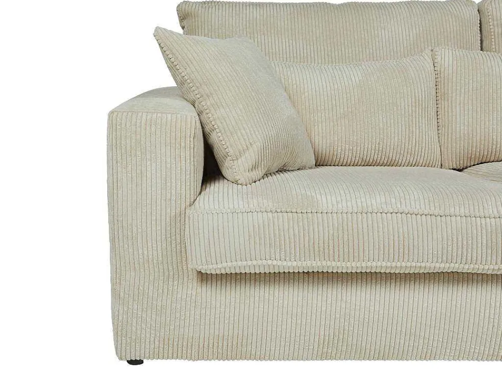 Hoekbank Van Ribfluweel Mondovi - Beige - Hoek Rechts-Vente-unique Clearance