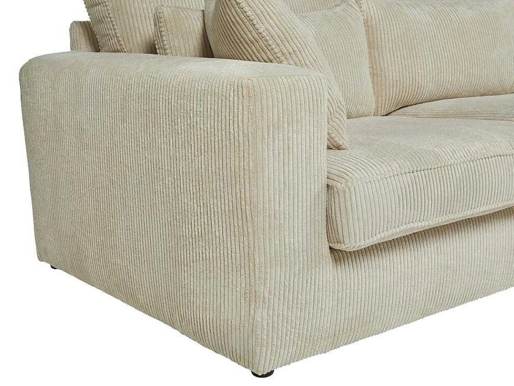 Hoekbank Van Ribfluweel Mondovi - Beige - Hoek Rechts-Vente-unique Clearance