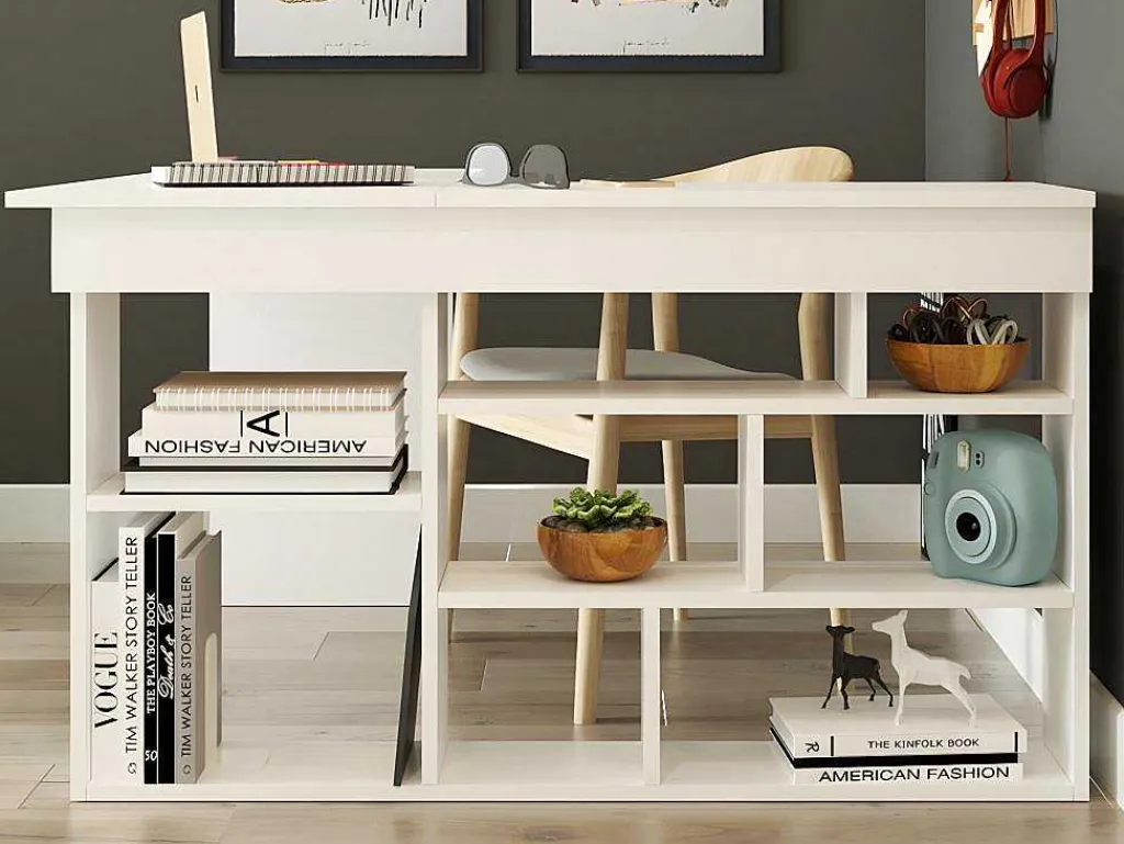 Hoekbureau Met Opbergruimte - Kleur: Wit - Lileul-Vente-unique