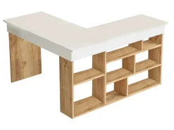 Hoekbureau Met Opbergruimte - Wit En Naturel - Lileul-Vente-unique Sale