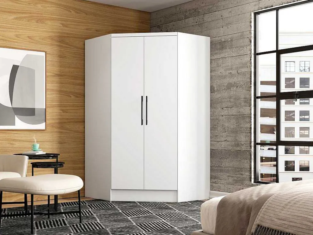 Hoekkast Met 2 Deuren - L101 Cm - Wit - Aurali-Vente-unique Outlet