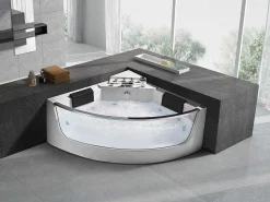 Hoekmassagebad Met Glazen Wand - 2 Personen - 330 L - 138X 138X 63 Cm - Evelina-Shower & Design New