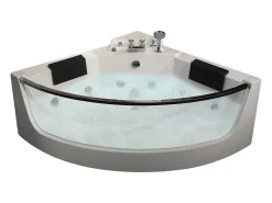 Hoekmassagebad Met Glazen Wand - 2 Personen - 330 L - 138X 138X 63 Cm - Evelina-Shower & Design New