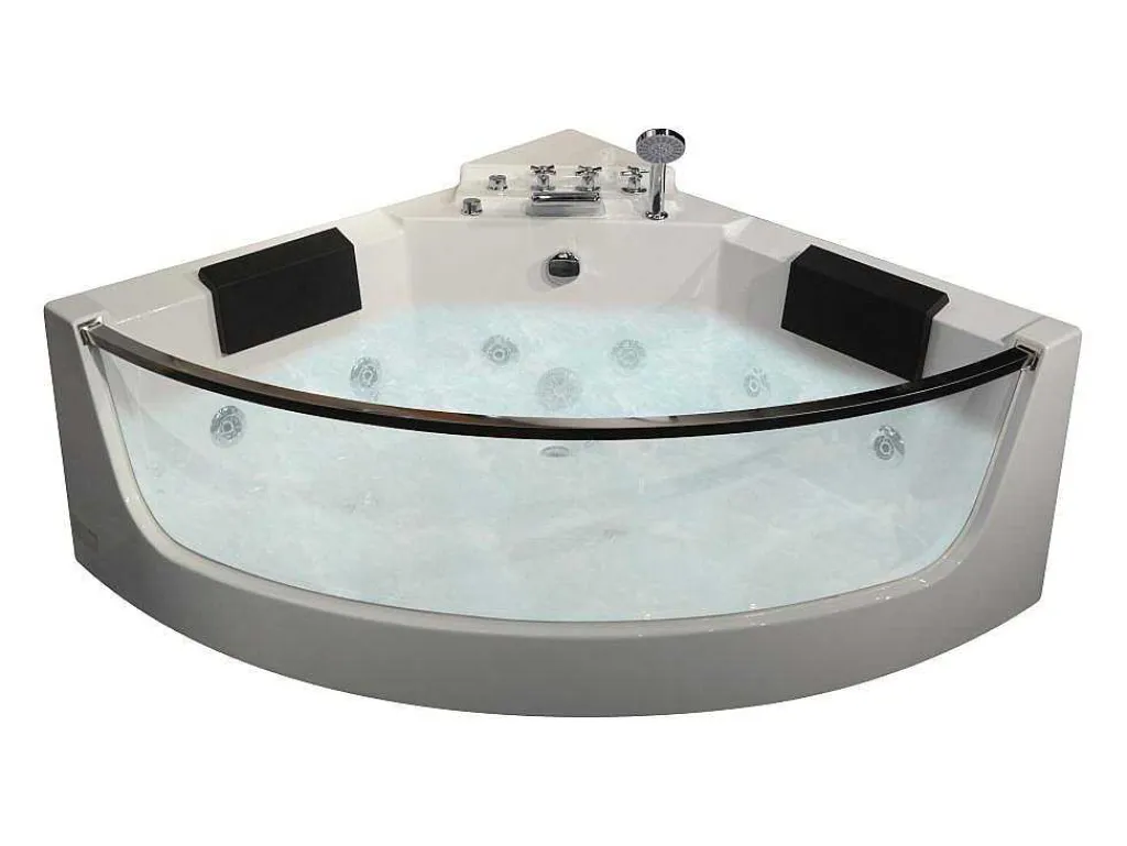 Hoekmassagebad Met Glazen Wand - 2 Personen - 330 L - 138X 138X 63 Cm - Evelina-Shower & Design New