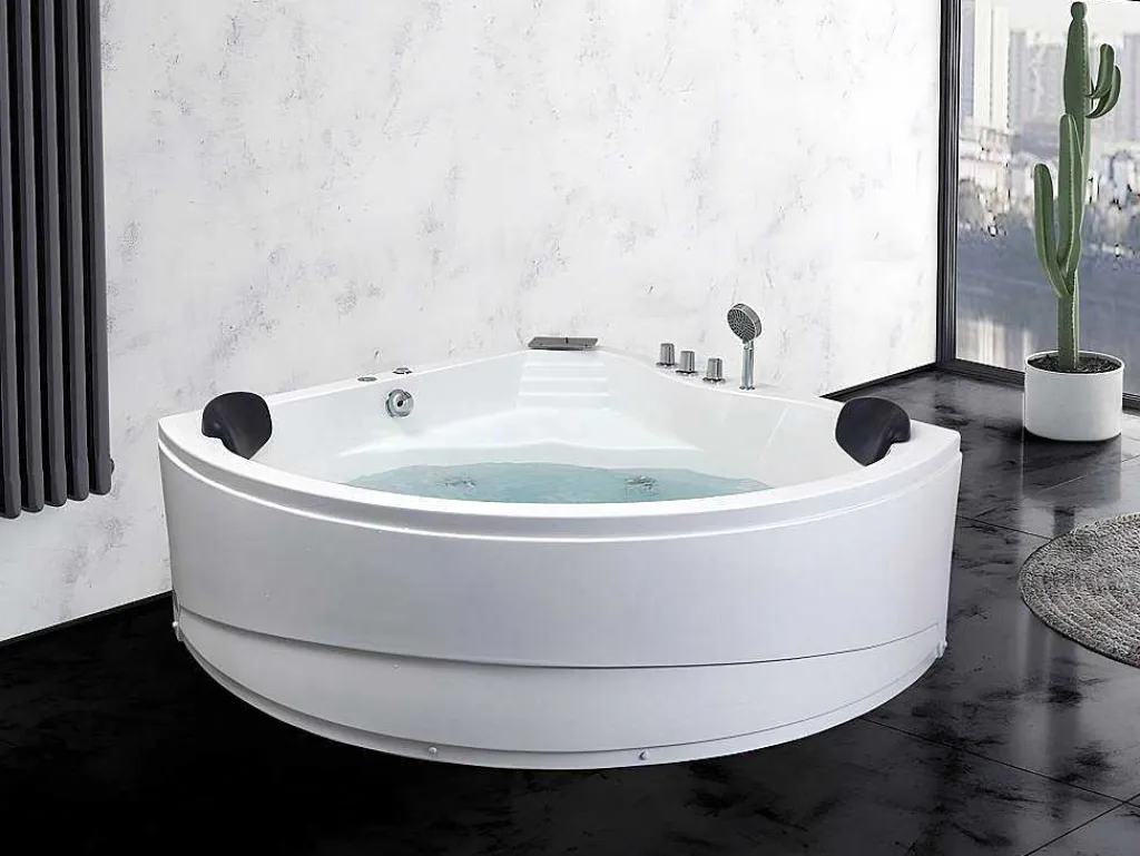 Hoekmassagebad Met Watervalsysteem Aglena - 2 Personen - 350 L - 150 X 150 X 60 Cm-Shower & Design Sale