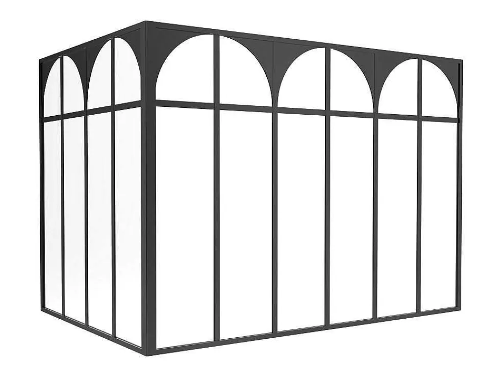 Hoekraam Werkplaats Met Art-Decostijl Van Gepoedercoat Aluminium L180 X B120 X H130 Cm - Zwart - Arcadea-Vente-unique Sale