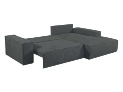 Hoekslaapbank Amelia Van Pascal Morabito - Ribfluweel - Antracietgrijs - Hoek Rechts-Vente-unique Outlet