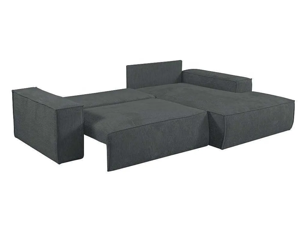 Hoekslaapbank Amelia Van Pascal Morabito - Ribfluweel - Antracietgrijs - Hoek Rechts-Vente-unique Outlet