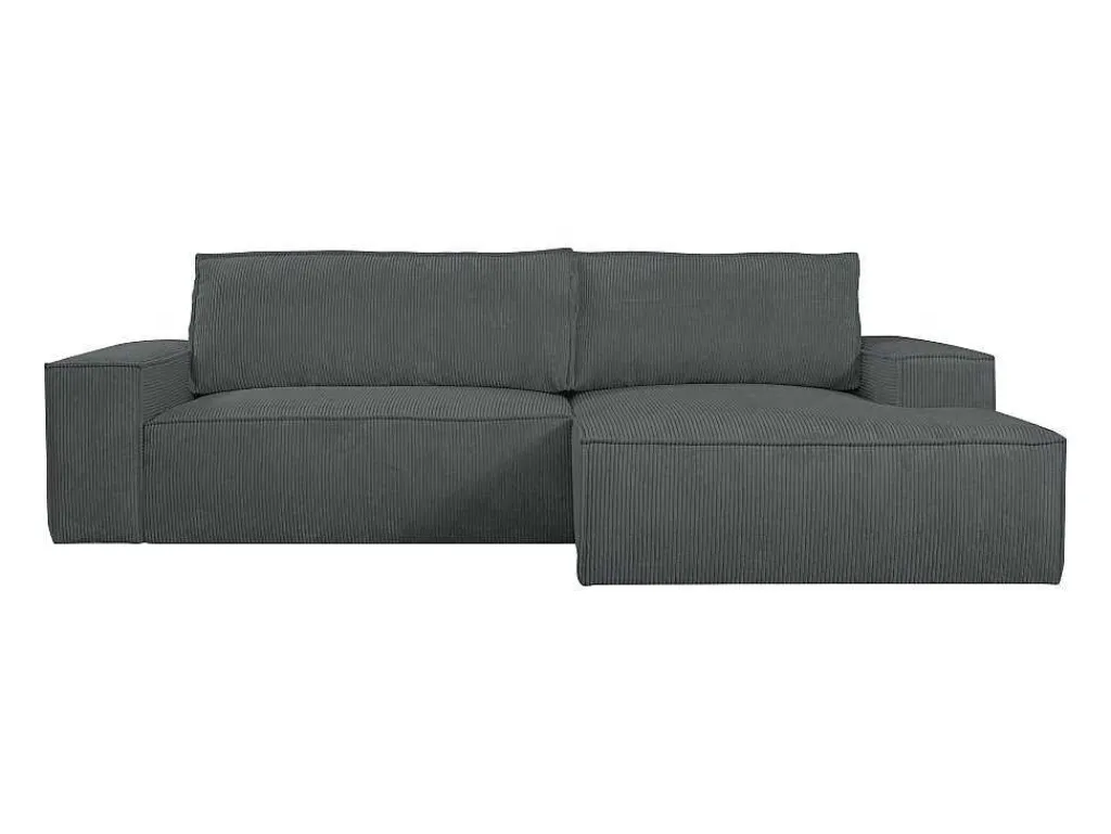 Hoekslaapbank Amelia Van Pascal Morabito - Ribfluweel - Antracietgrijs - Hoek Rechts-Vente-unique Outlet