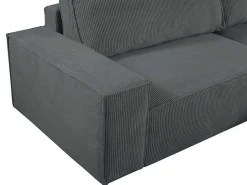 Hoekslaapbank Amelia Van Pascal Morabito - Ribfluweel - Antracietgrijs - Hoek Rechts-Vente-unique Outlet