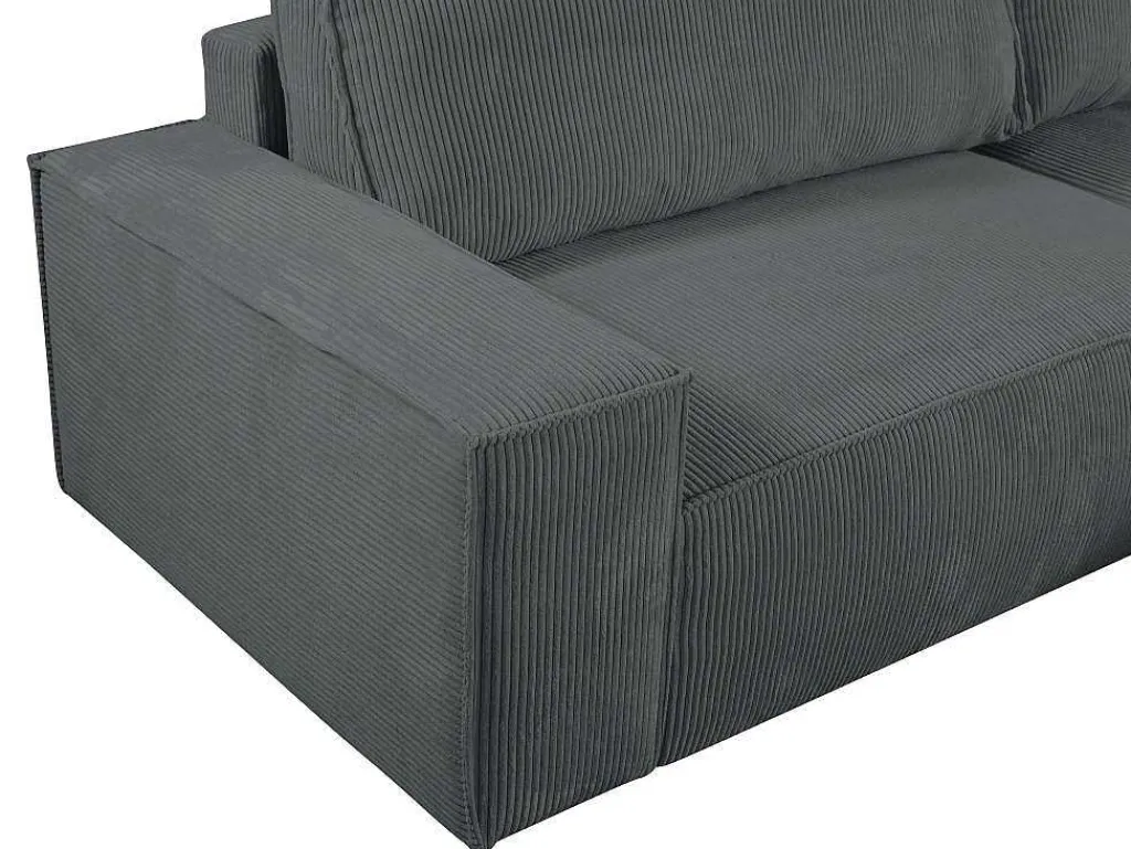 Hoekslaapbank Amelia Van Pascal Morabito - Ribfluweel - Antracietgrijs - Hoek Rechts-Vente-unique Outlet