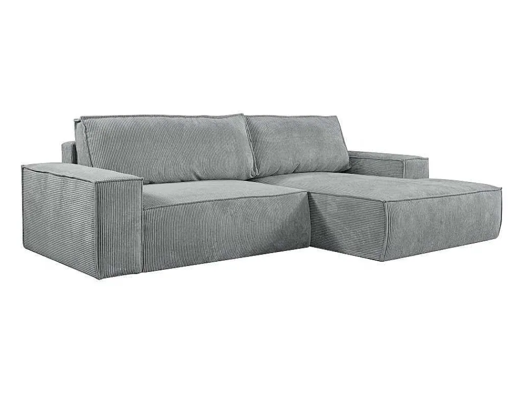Hoekslaapbank Amelia Van Pascal Morabito - Ribfluweel - Lichtgrijs - Hoek Rechts-Vente-unique Clearance