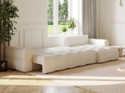 Hoekslaapbank Met Omkeerbare Hoek Van Beige Bouclestof Issoro-Vente-unique Hot