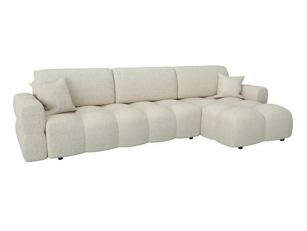 Hoekslaapbank Met Omkeerbare Hoek Van Beige Bouclestof Issoro-Vente-unique Hot