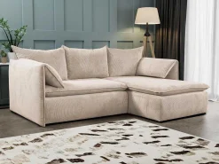 Hoekslaapbank Teodora Van Pascal Morabito - Ribfluweel - Beige - Hoek Rechts-Vente-unique Sale