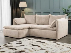 Hoekslaapbank Teodora Van Pascal Morabito - Ribfluweel - Beige - Hoek Links-Vente-unique Clearance