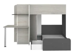 Hoekstapelbed 2 X 90 X 190 Cm - Met Bureau - Grijs, Wit En Zwart - Samuel-Vente-unique Best