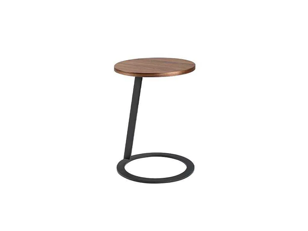 Hoektafel In Walnoothout En Zwart Staal 2115-Angel Cerda Hot
