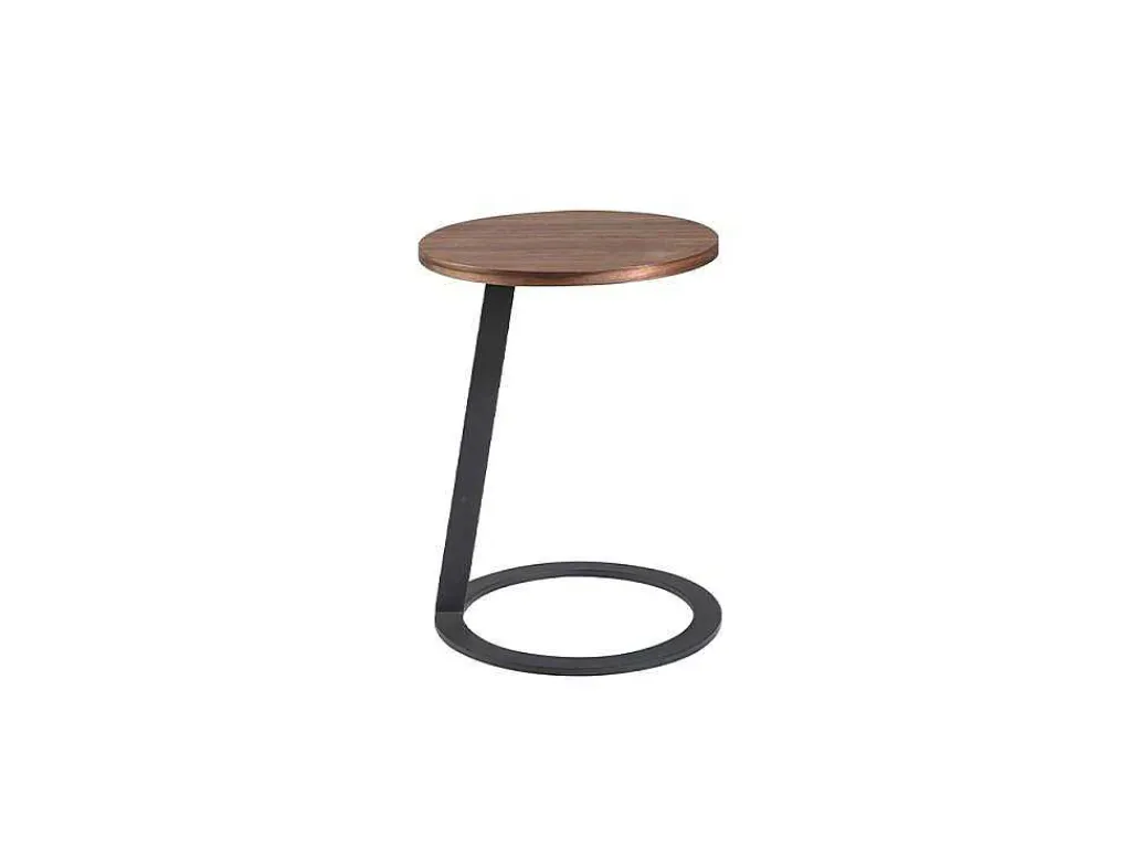 Hoektafel In Walnoothout En Zwart Staal 2115-Angel Cerda Hot