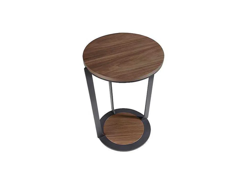 Hoektafel In Walnoothout En Zwart Staal 2116-Angel Cerda Discount