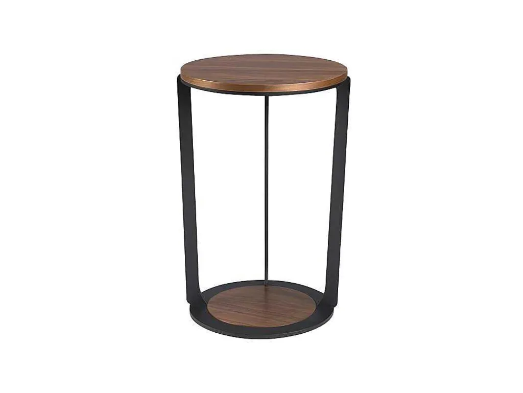 Hoektafel In Walnoothout En Zwart Staal 2116-Angel Cerda Discount