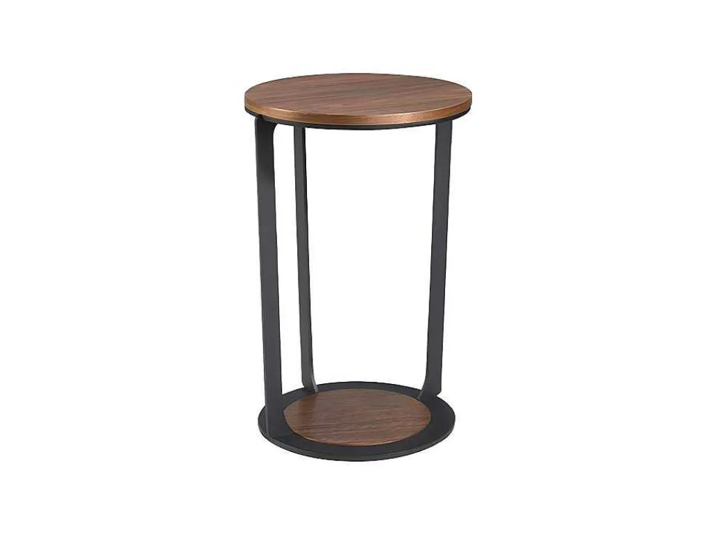 Hoektafel In Walnoothout En Zwart Staal 2116-Angel Cerda Discount