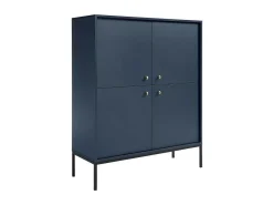 Hoge Buffetkast Bogdan - 4 Deuren - Blauw-Vente-unique Clearance