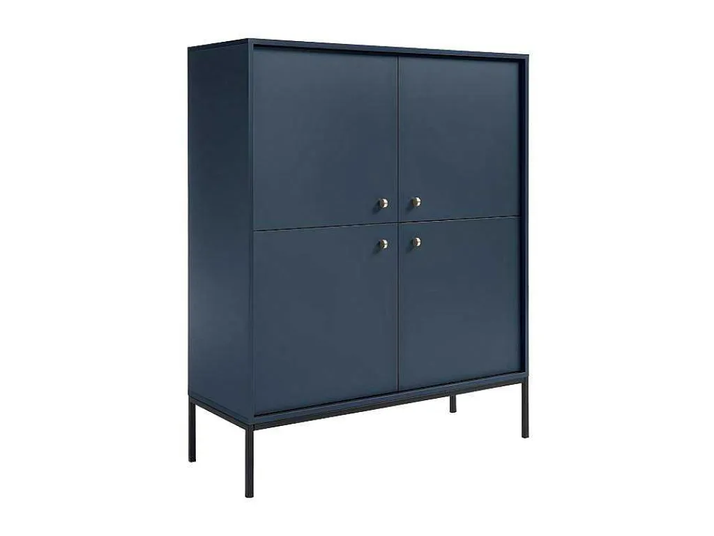 Hoge Buffetkast Bogdan - 4 Deuren - Blauw-Vente-unique Clearance