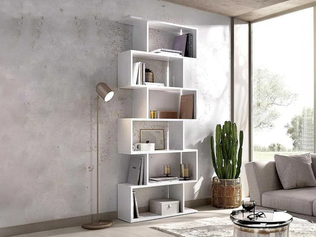 Hoge Stellingkast Tomini - 6 Vakken - Kleur: Wit-Vente-unique Online