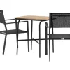 Holmbeck Tuinmeubelset Tafel, 2 Stoelen Naturel,Zwart.-Vente-unique Clearance
