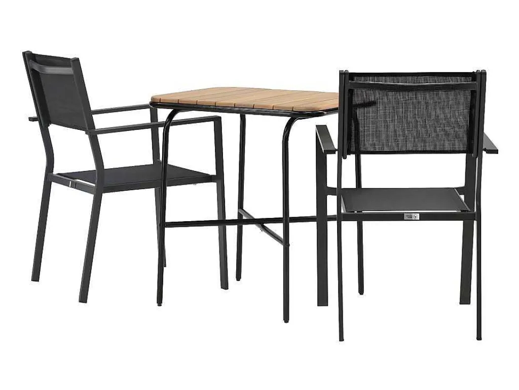 Holmbeck Tuinmeubelset Tafel, 2 Stoelen Naturel,Zwart.-Vente-unique Clearance