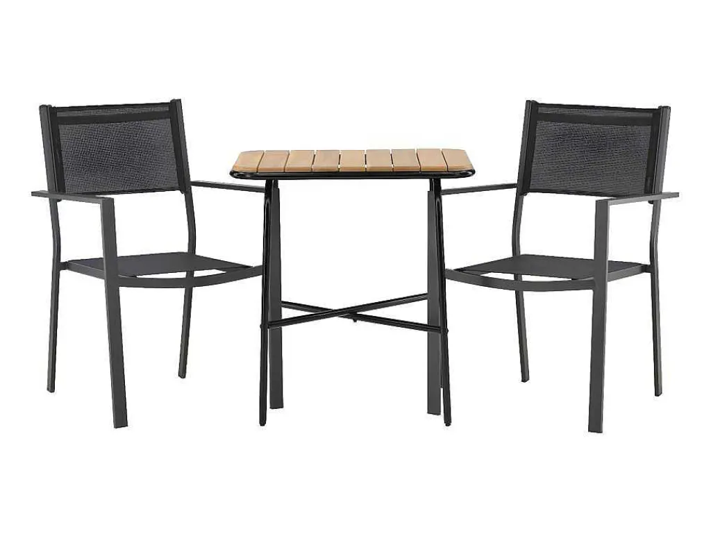 Holmbeck Tuinmeubelset Tafel, 2 Stoelen Naturel,Zwart.-Vente-unique Clearance