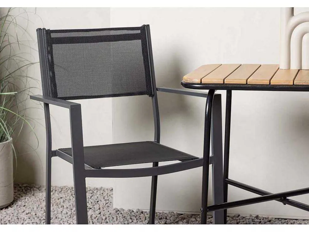 Holmbeck Tuinmeubelset Tafel, 2 Stoelen Naturel,Zwart.-Vente-unique Clearance